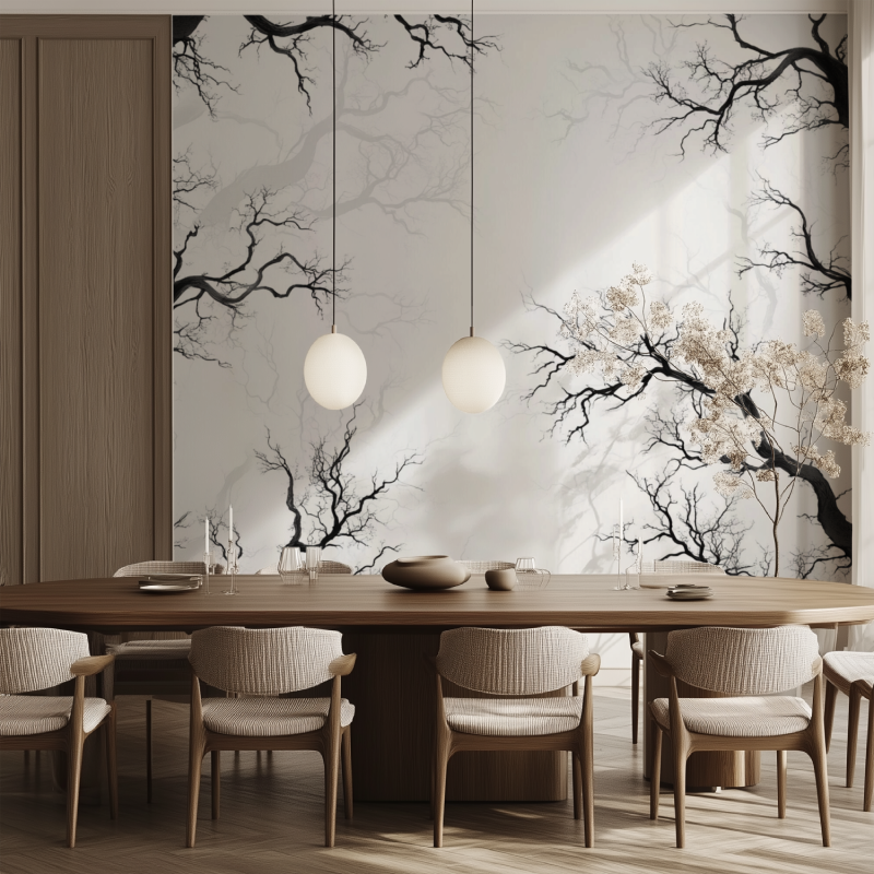 Black Tree and Bench Wallpaper | Murals Wallpaper