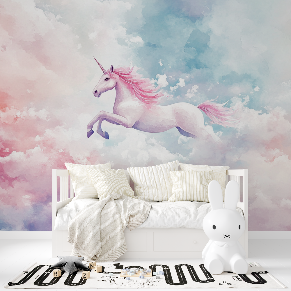 Unicorn Cloud Adventure Wallpaper for Kids' Room | Murals Wallpaper