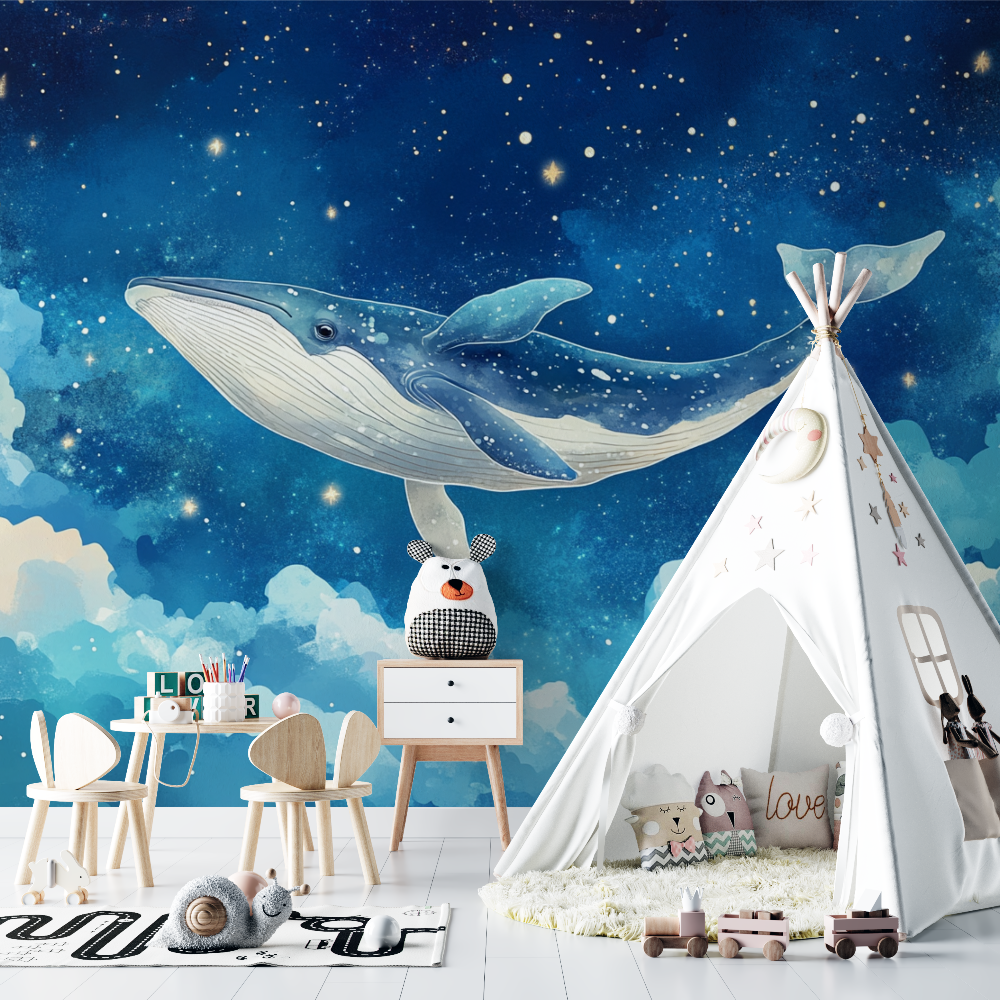 Marine Wallpaper Whale and Starry Sky | Murals Wallpaper