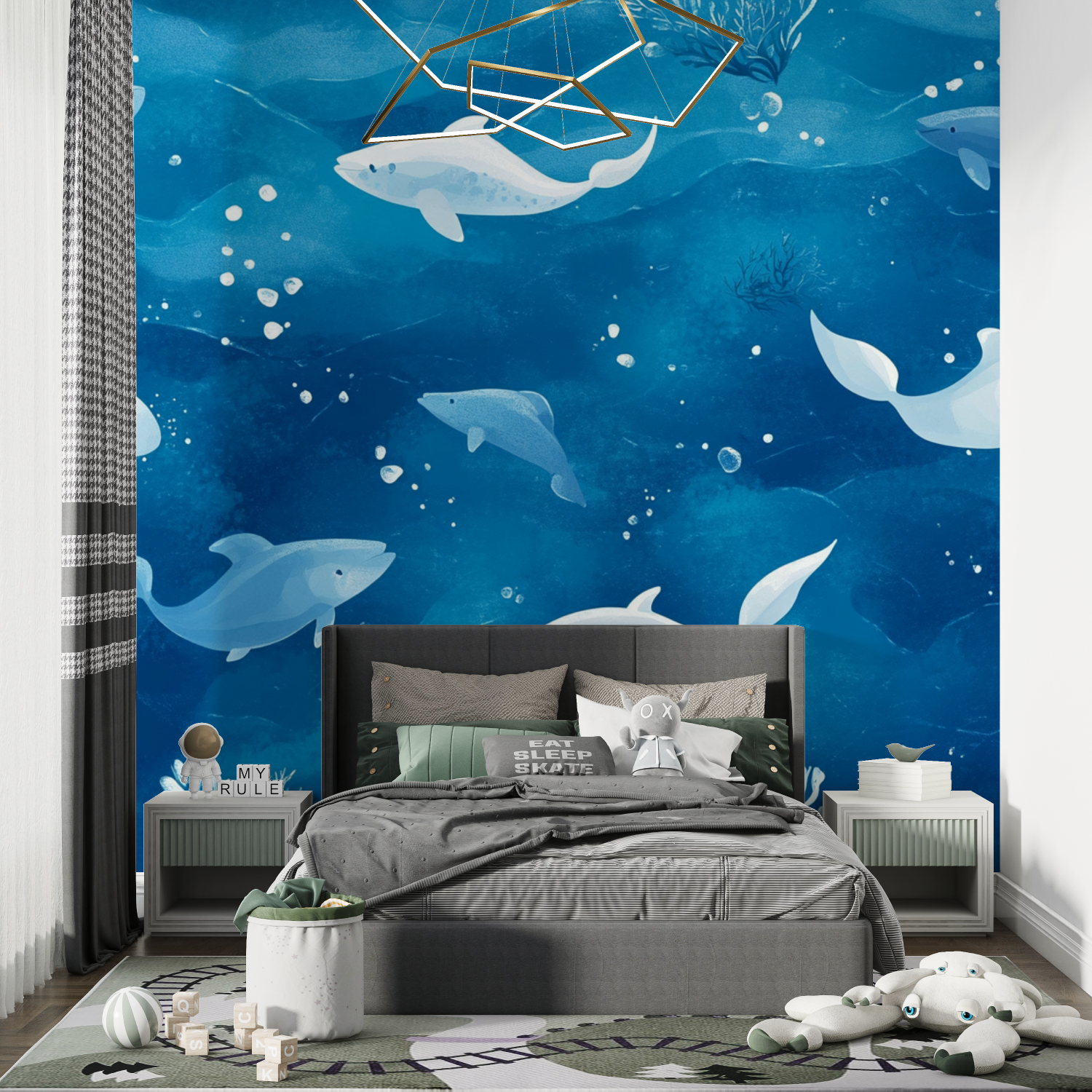 Nautische Tapete, blauer Hintergrund | Wandbilder