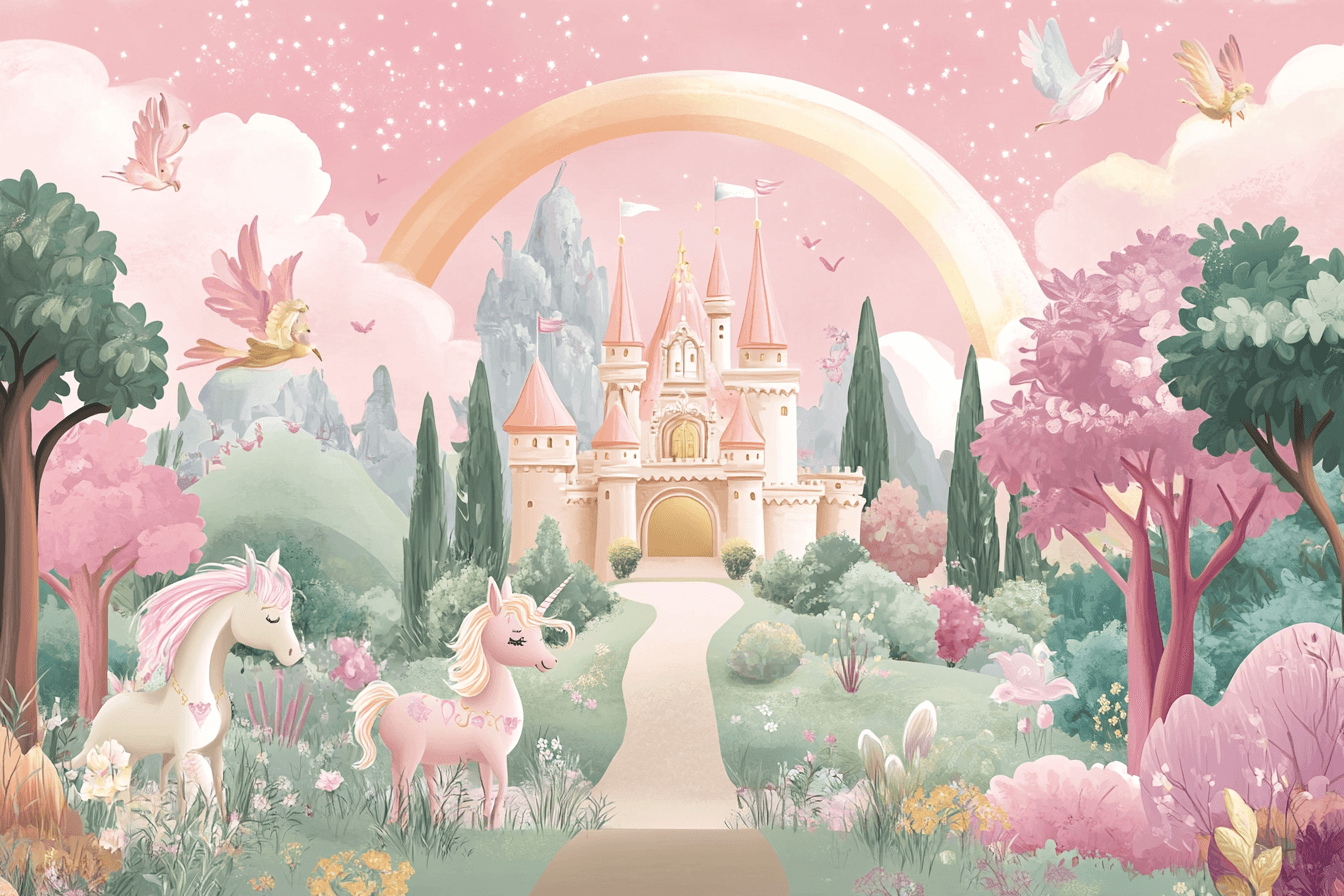 Princess Kingdom and Rainbow Wallpaper | Murals Wallpaper
