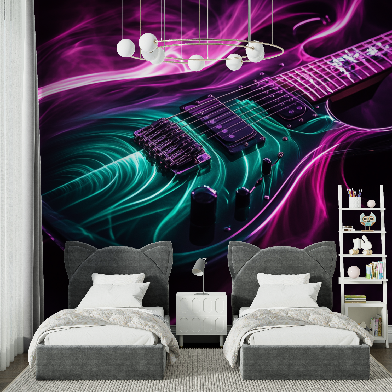 Smaragdgrüne Gitarren-Tapete | Wandbild-Tapete