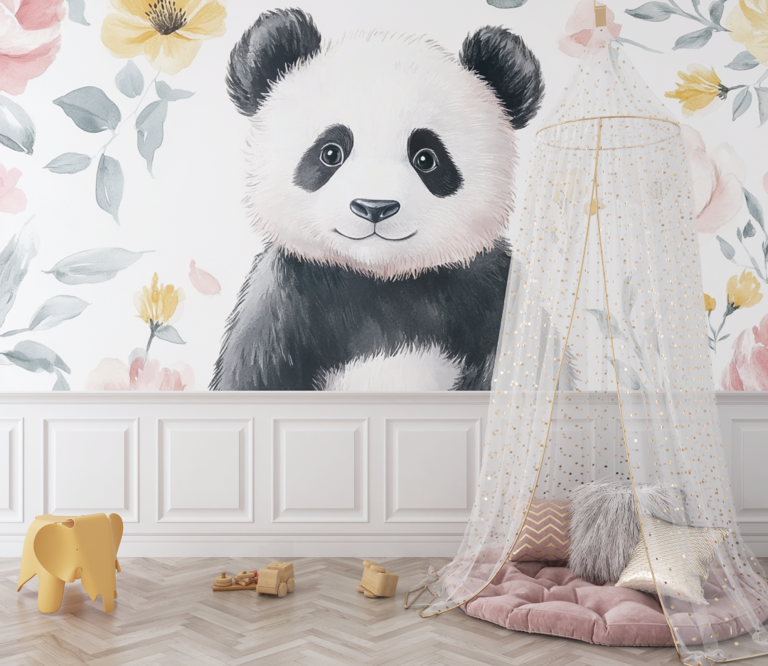 Panda-Tapete und kindliche Muster | Wandbilder Tapete