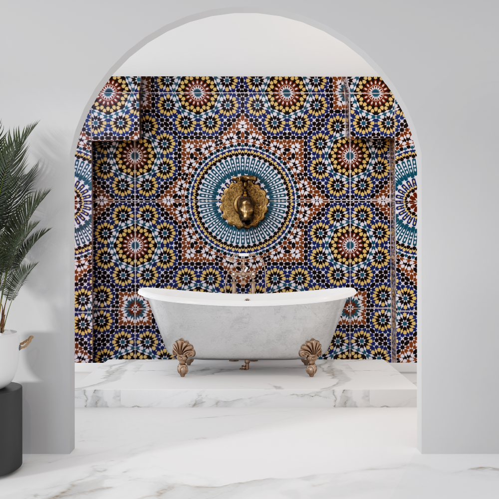 Tile Effect Wallpaper for Bathroom | Murals Wallpaper