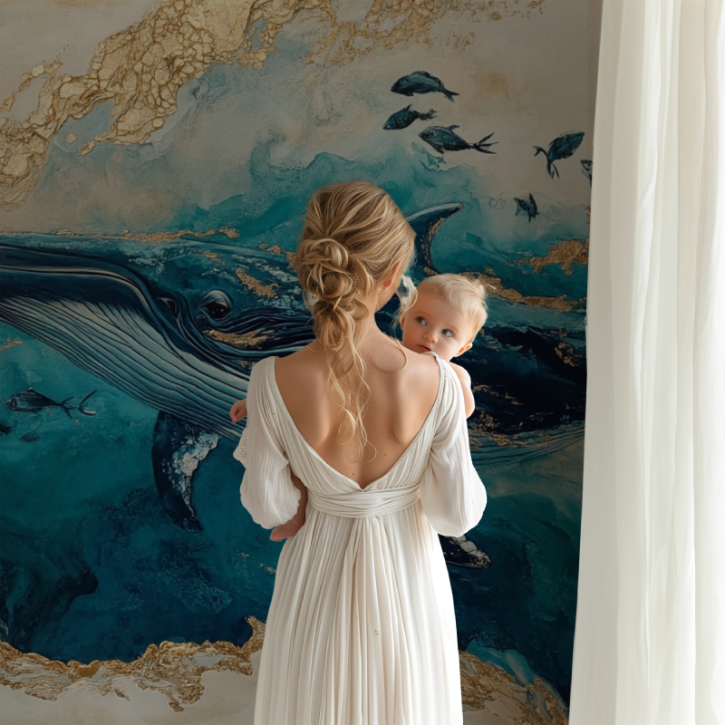 Whale and Island Wallpaper | Murals Wallpaper