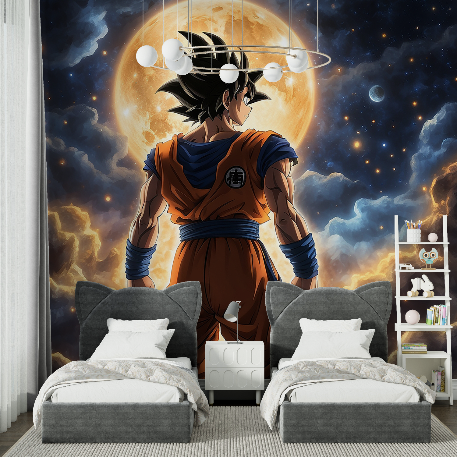 Tapisserie Dragon Ball Z – Schlafzimmer mit Garçon-Beleuchtung