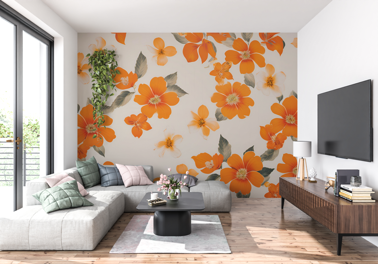 Orange Flower Wallpaper | Murals Wallpaper