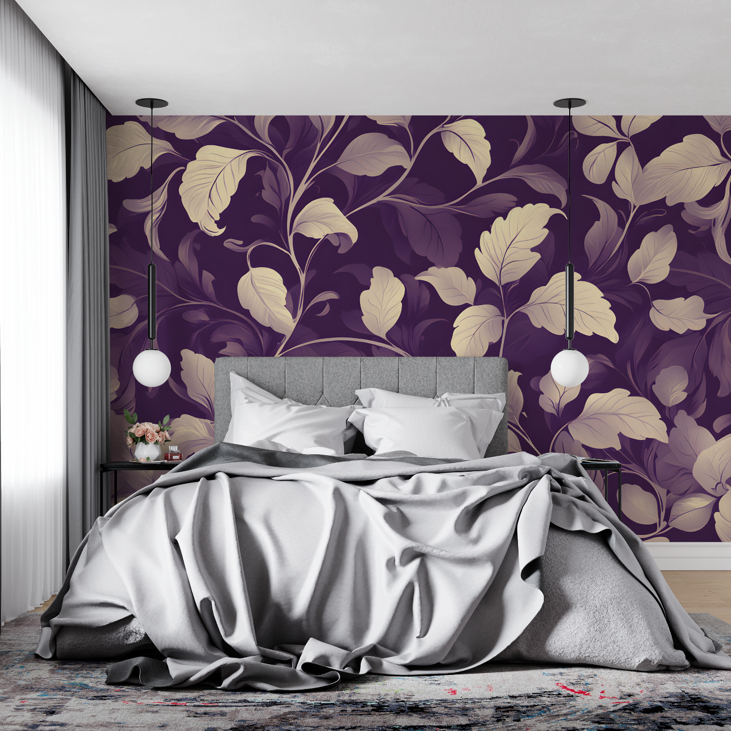Purple Floral Pattern Wallpaper | Murals Wallpaper