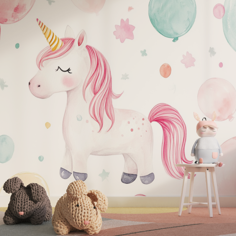Unicorn Decor Wallpaper for Girls Balloon | Murals Wallpaper