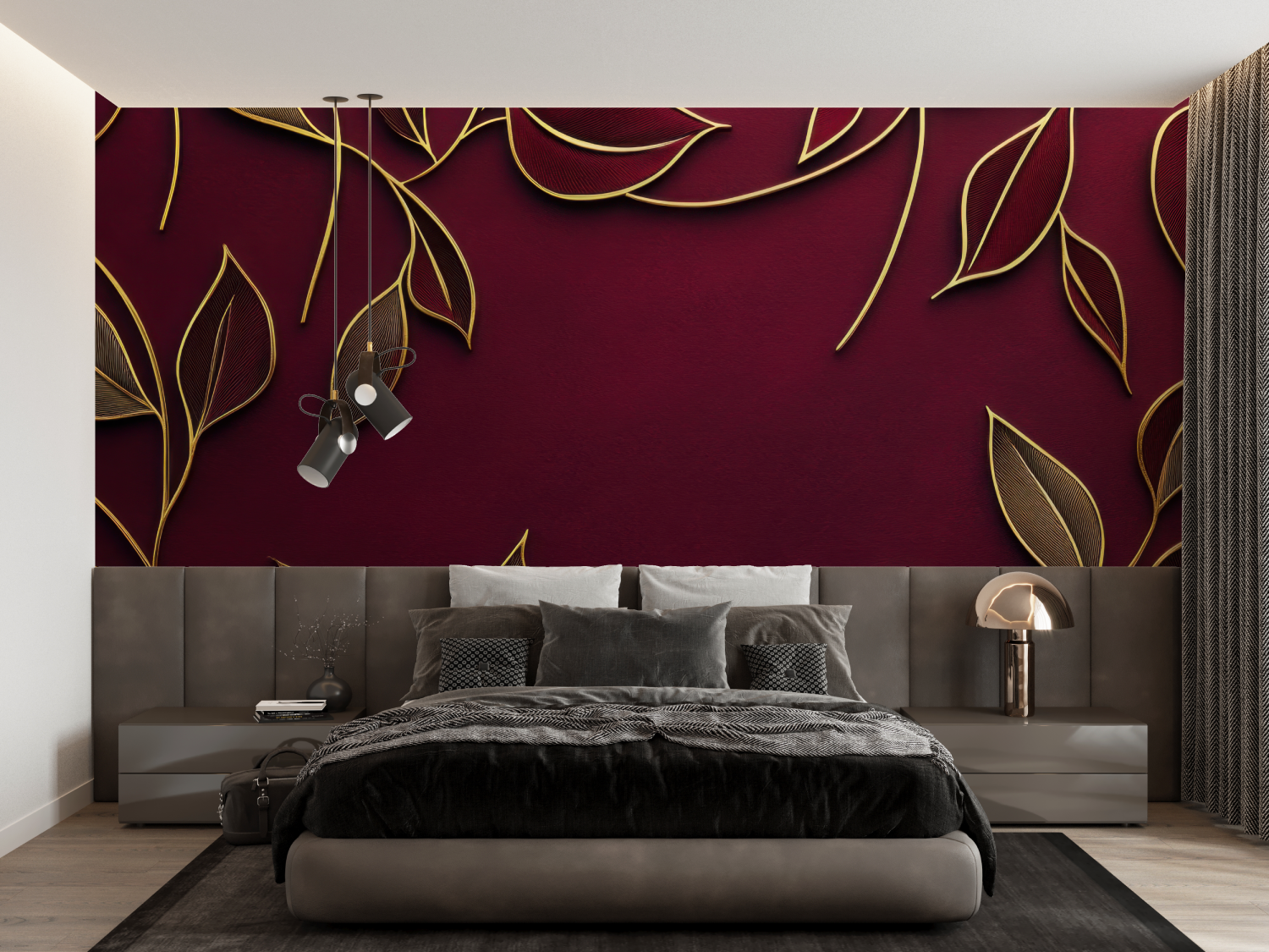 Burgundy and Gold Wallpaper | Murals Wallpaper