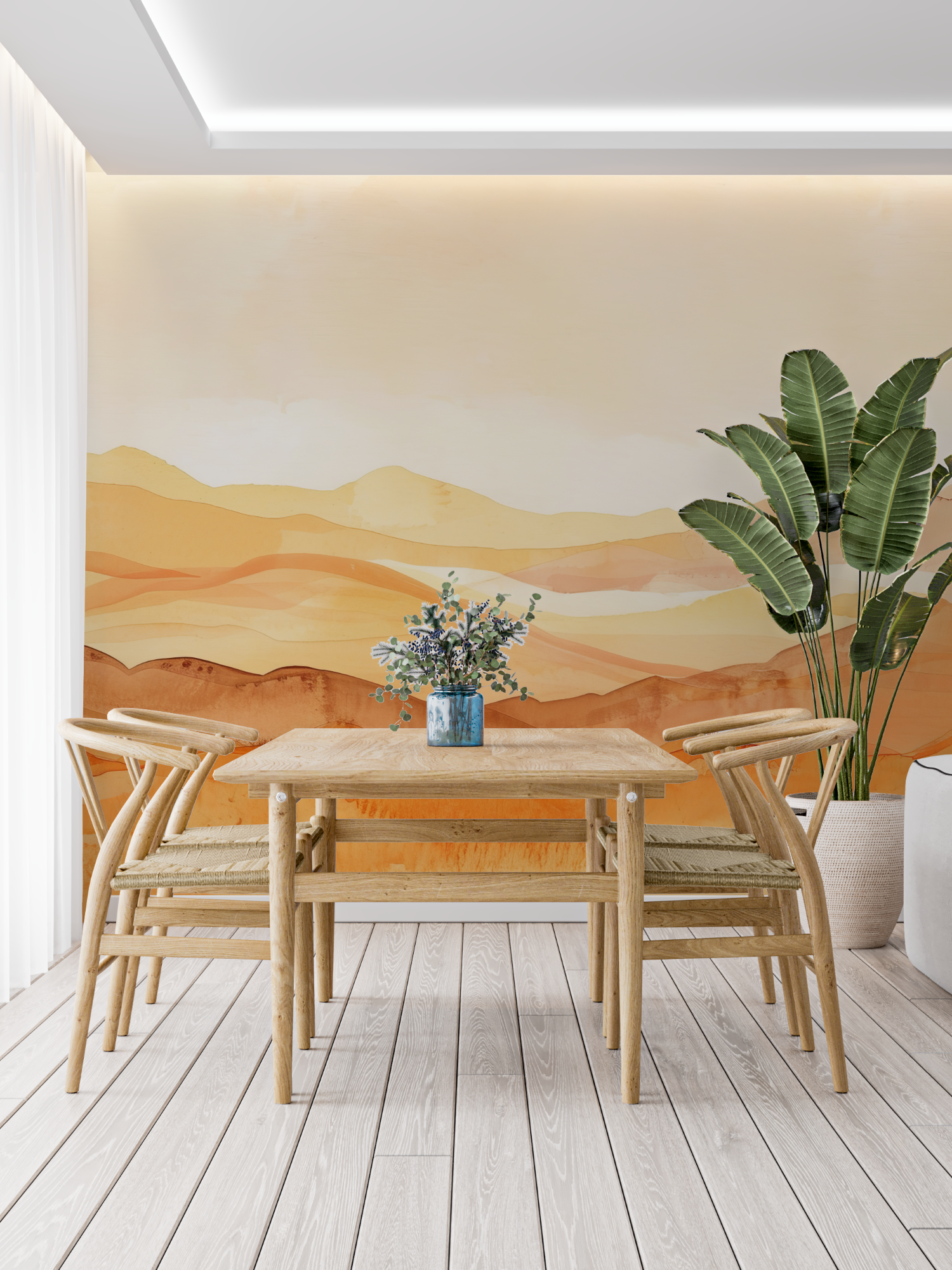 Orange Berge Tapete - Trompe-l'oeil