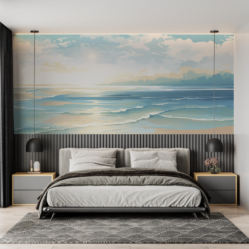 Watercolor Beach and Ocean Wallpaper | Murals Wallpaper