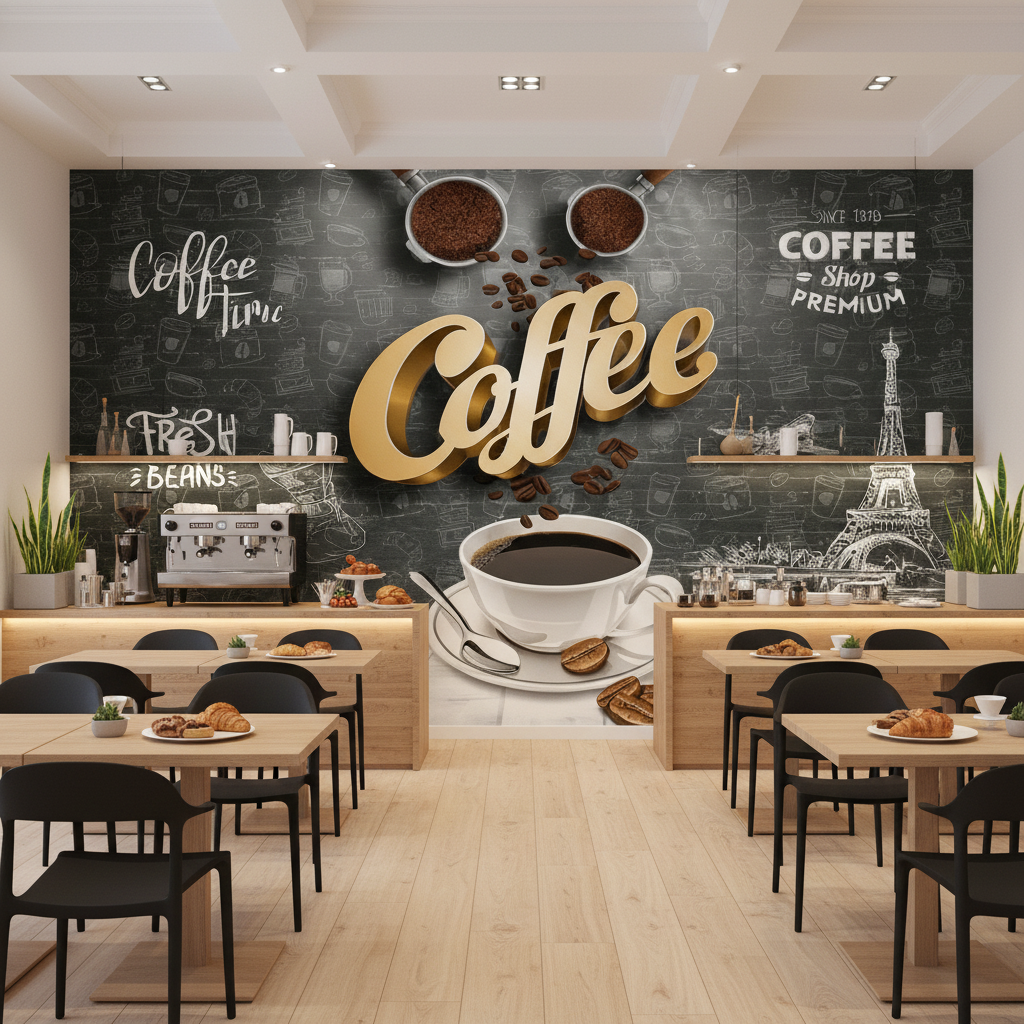 Mural Coffee Shop Wallpaper