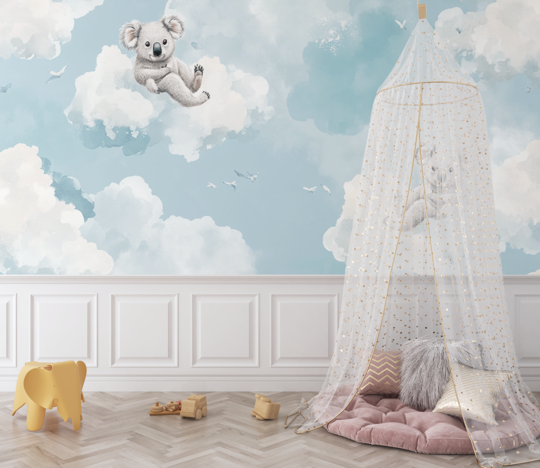 Ivory Koala and Cloud Wallpaper | Murals Wallpaper