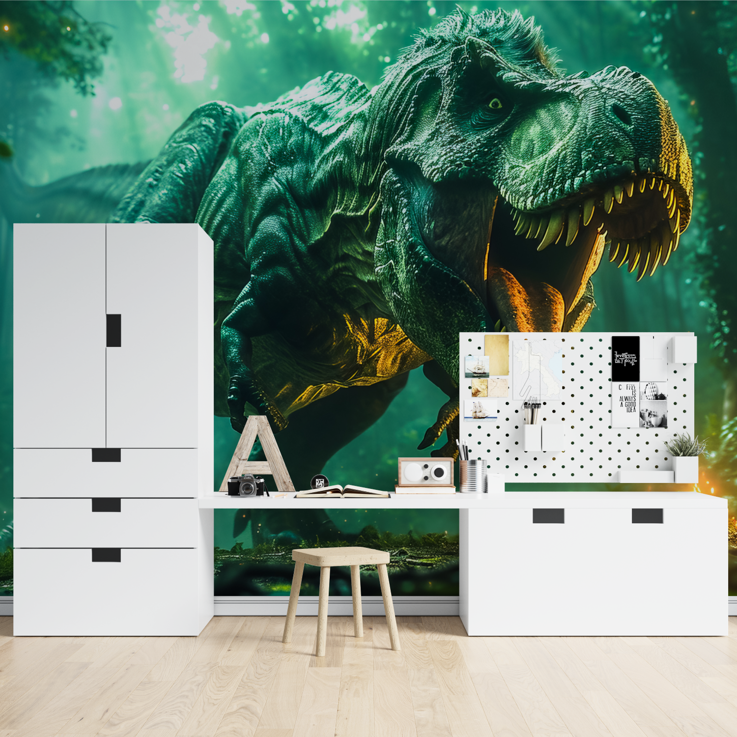 Green T-Rex Dinosaur Wallpaper | Murals Wallpaper