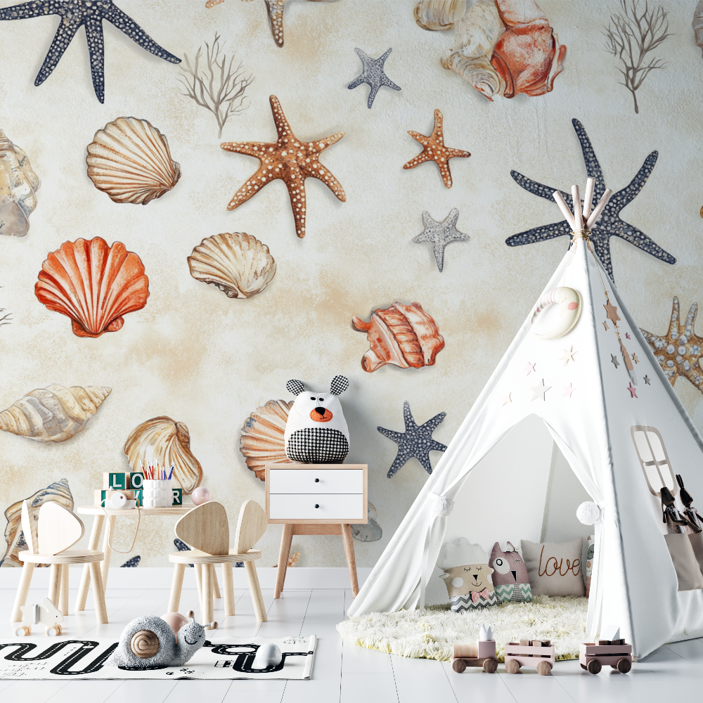 Marine Wallpaper Shells & Corals Tapestry | Murals Wallpaper