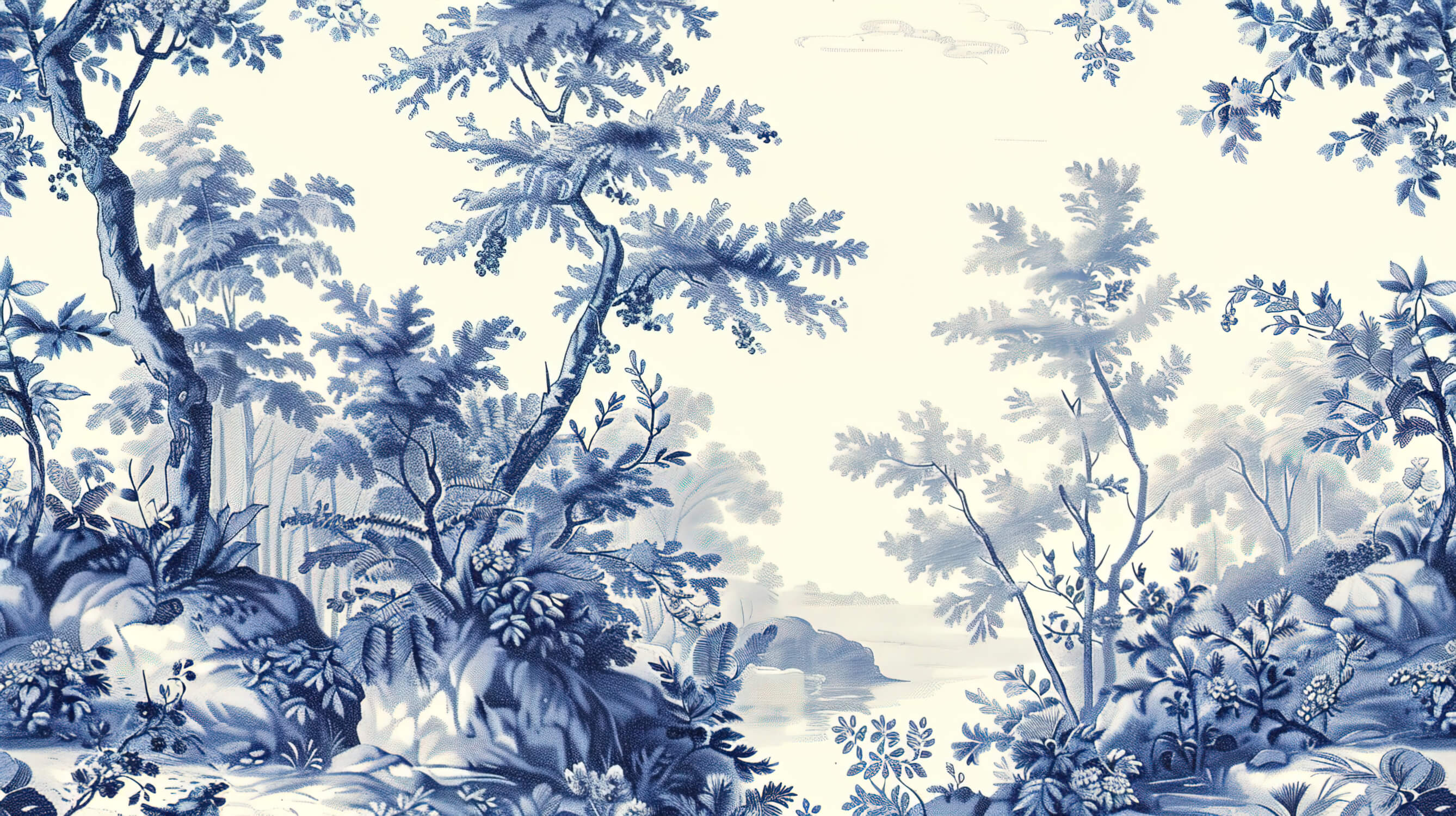 Blue Pond Toile Wallpaper | Murals Wallpaper