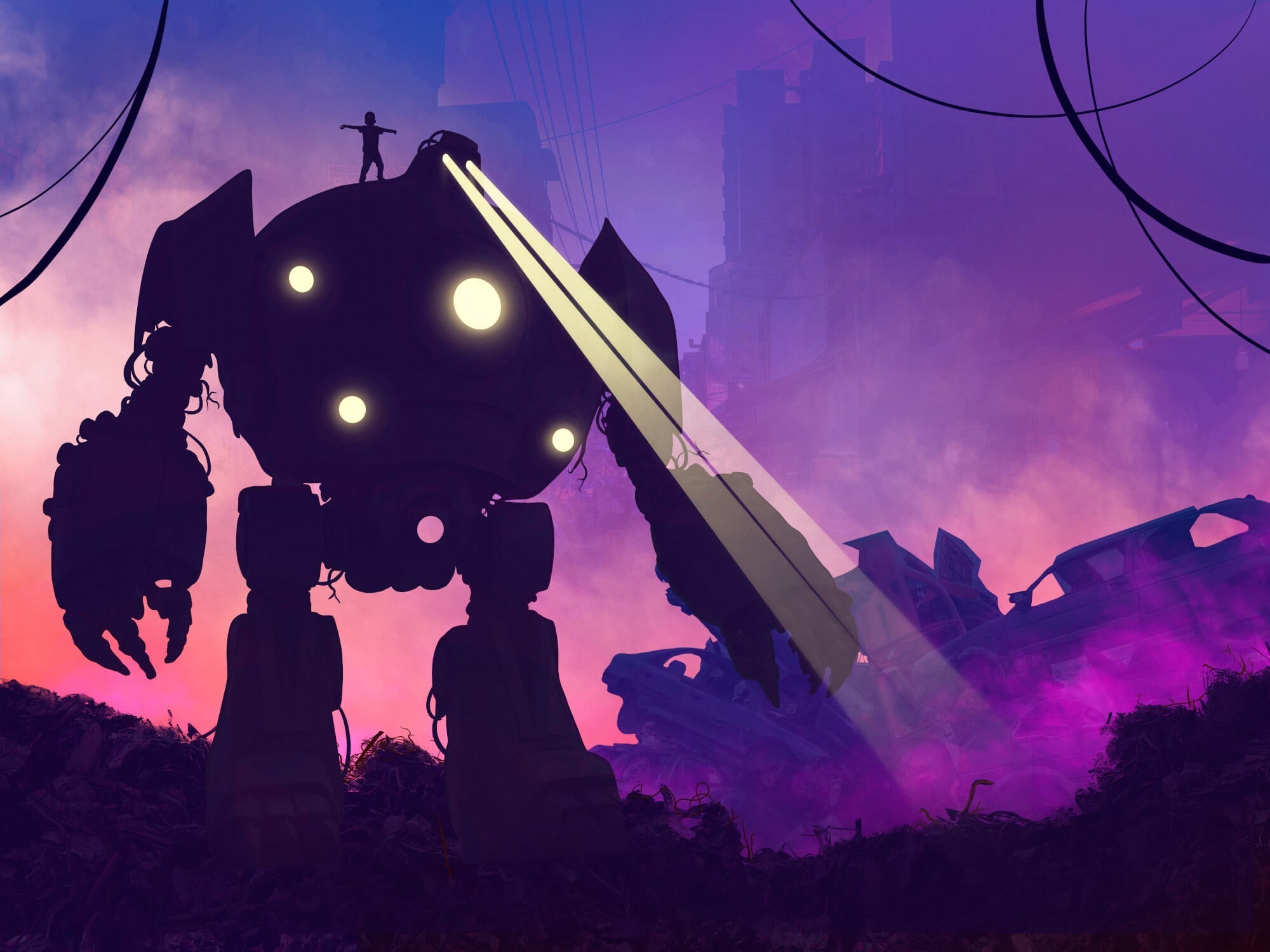 Future Robot Nighttime Wallpaper | Murals Wallpaper