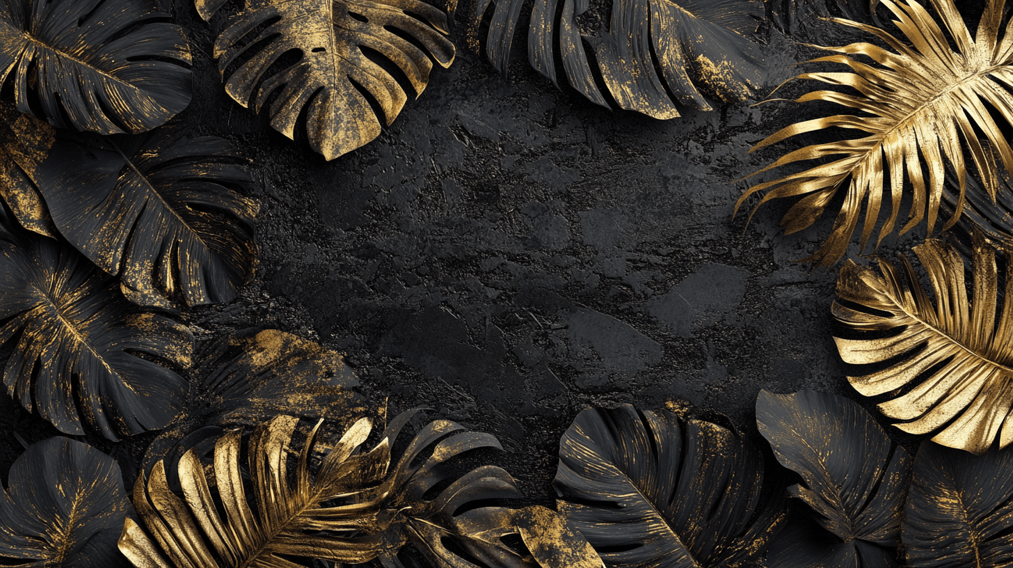 Black and Gold Leaf Mural Wallpaper for Teens | Murals Wallpaper