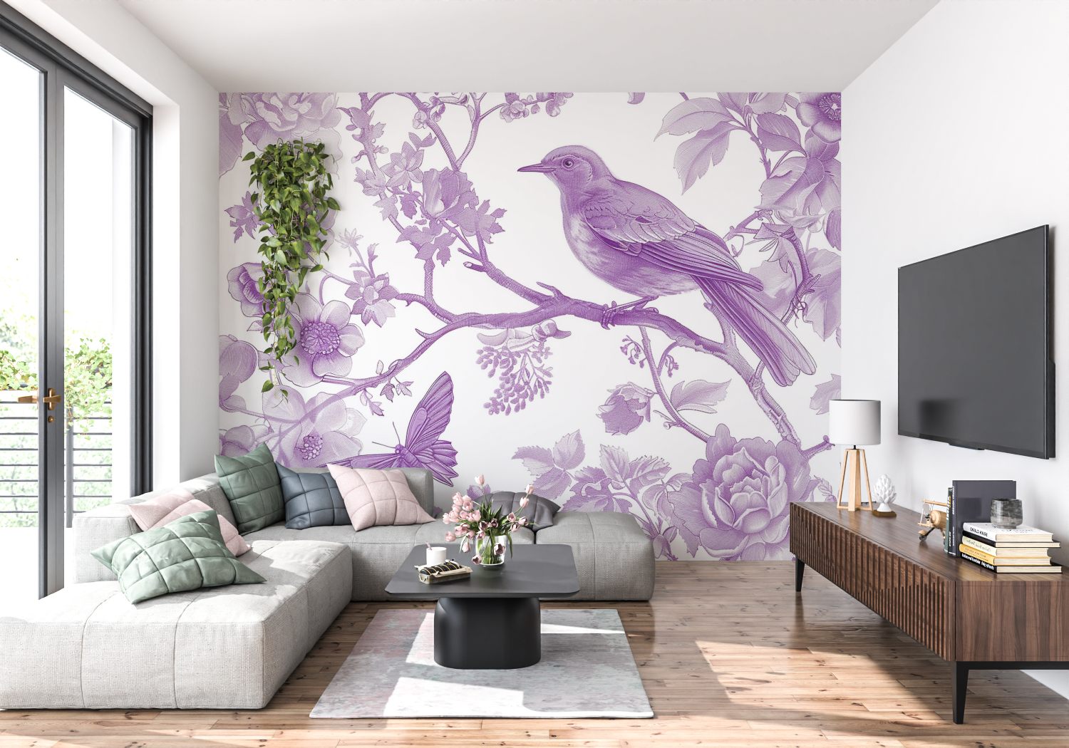 Purple Bird Wallpaper | Murals Wallpaper