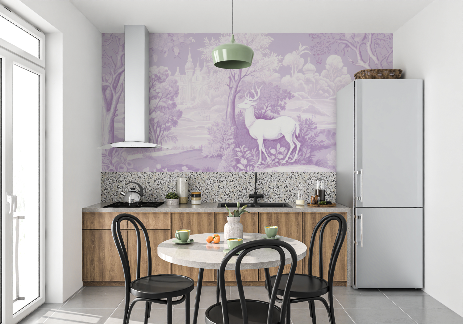 Lila Landschaftstapete | Wandbilder Tapete