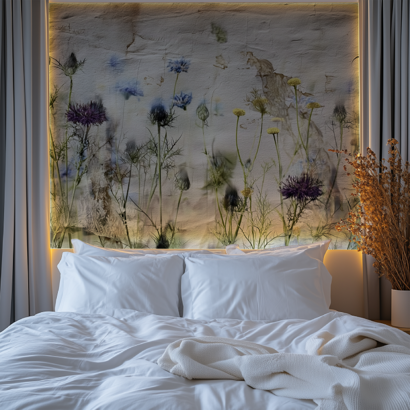 Vintage flores de colores papel pintado mural chambre premium
