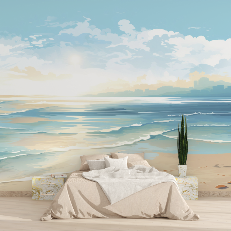 Aquarell Strand- und Ozean-Tapisserie aus Papier 2025