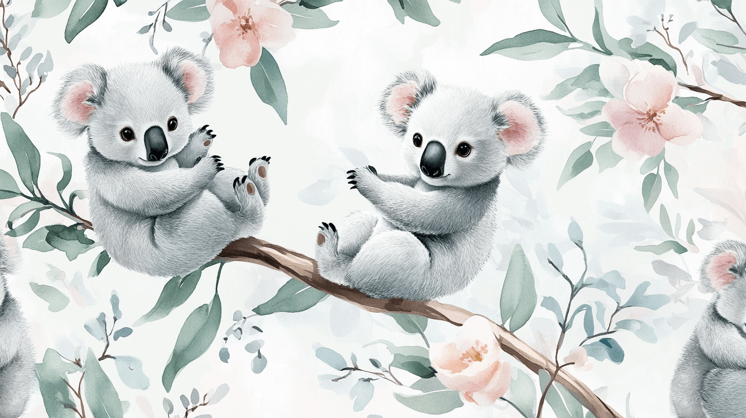 Koala and Milk Drops Wallpaper | Murals Wallpaper