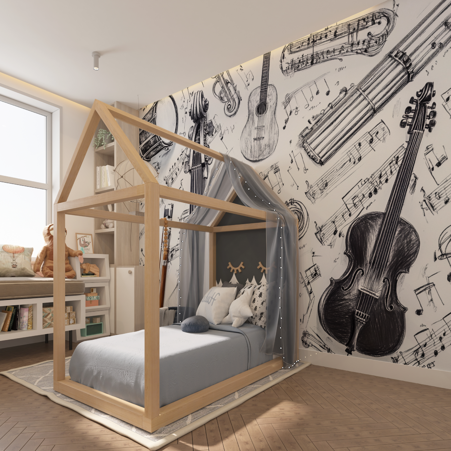 Black and White Instruments Wallpaper | Murals Wallpaper