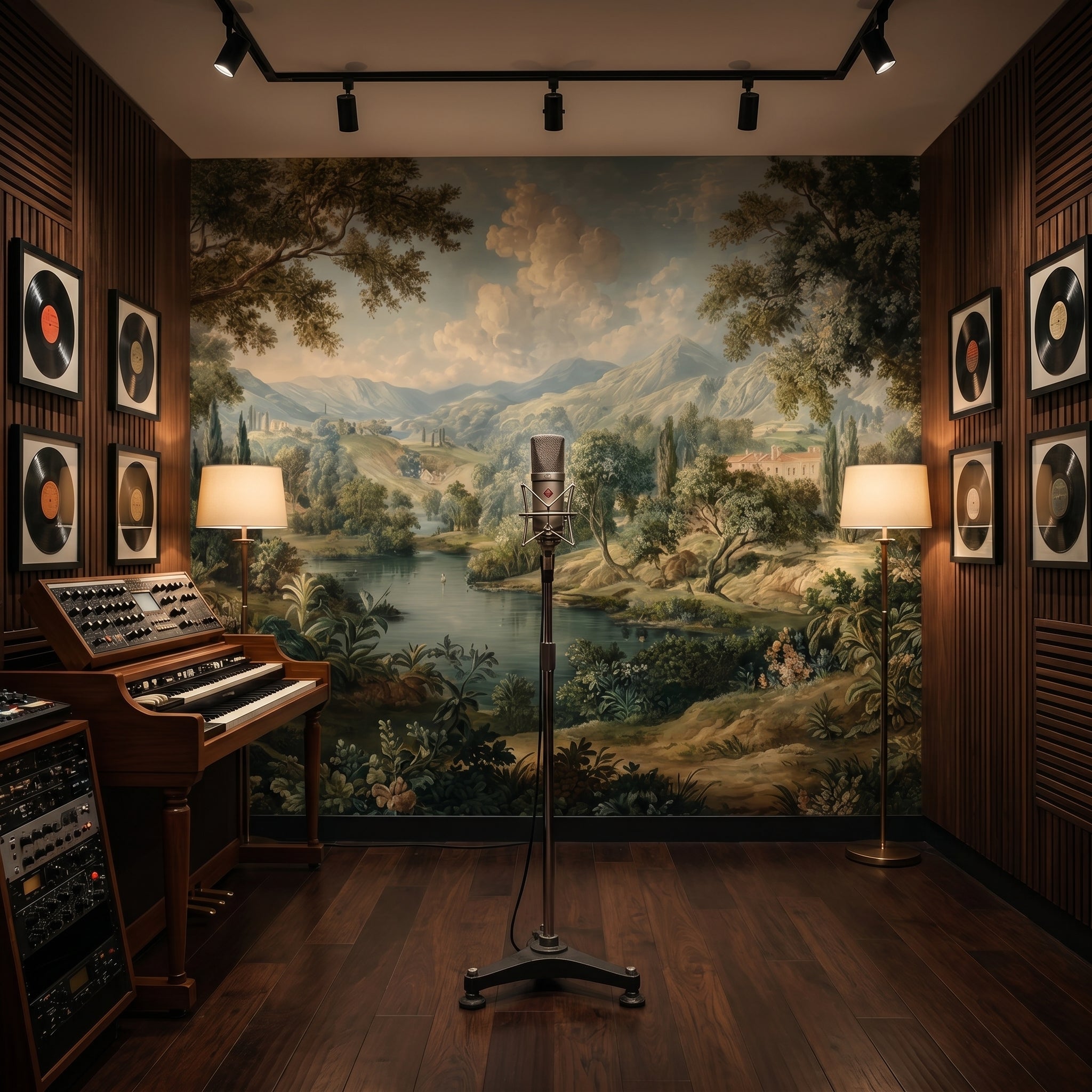 Panoramic Misty Pine Forest Wall Mural