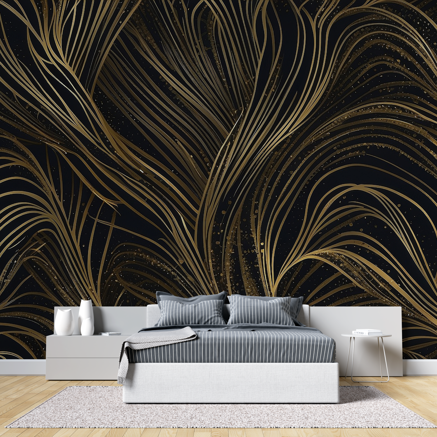 Black and Gold Wallpaper for Bedroom | Murals Wallpaper