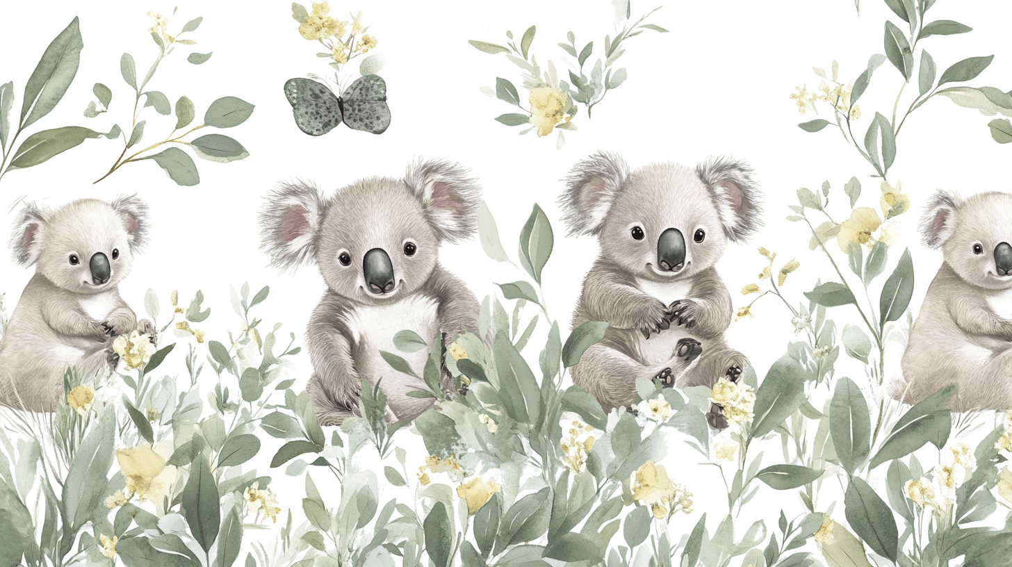 Koala Wallpaper in a Soft Meadow | Murals Wallpaper