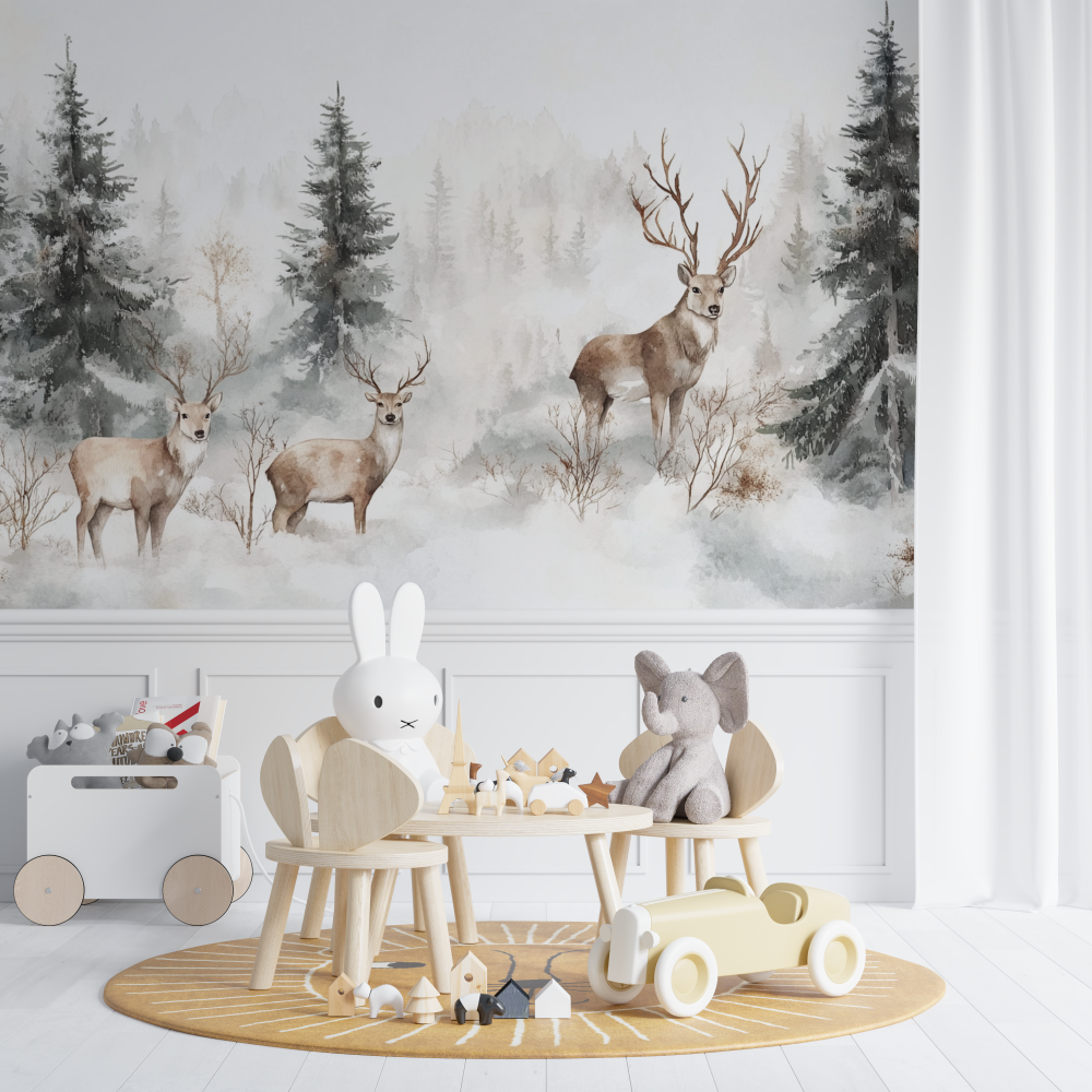 Papel de parede de Deer and White Forest | Murals Wallpaper