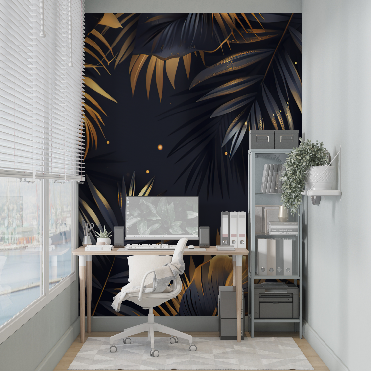 Black and Gold Palm Tree Wallpaper | Murals Wallpaper