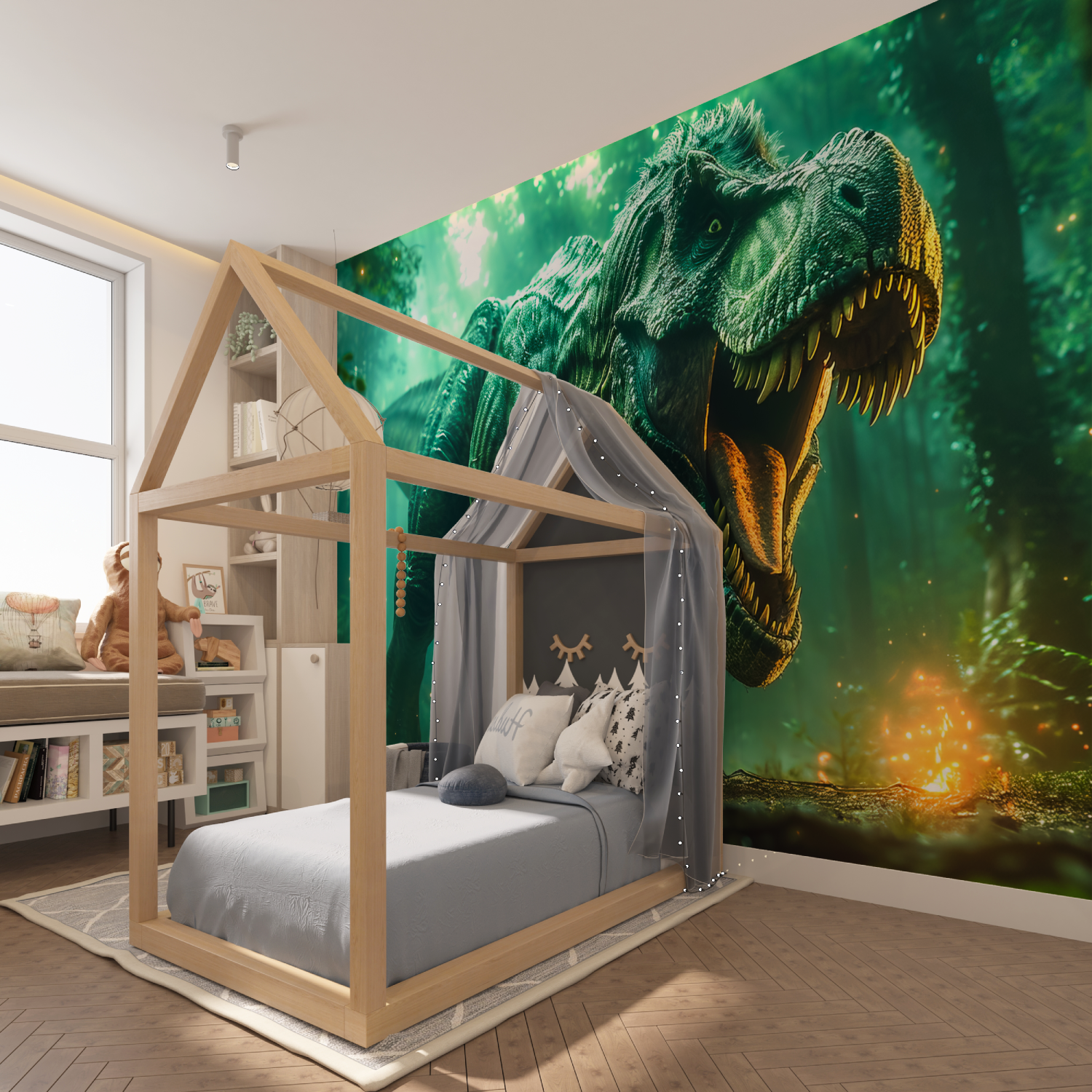 Green T-Rex Dinosaur Wallpaper | Murals Wallpaper