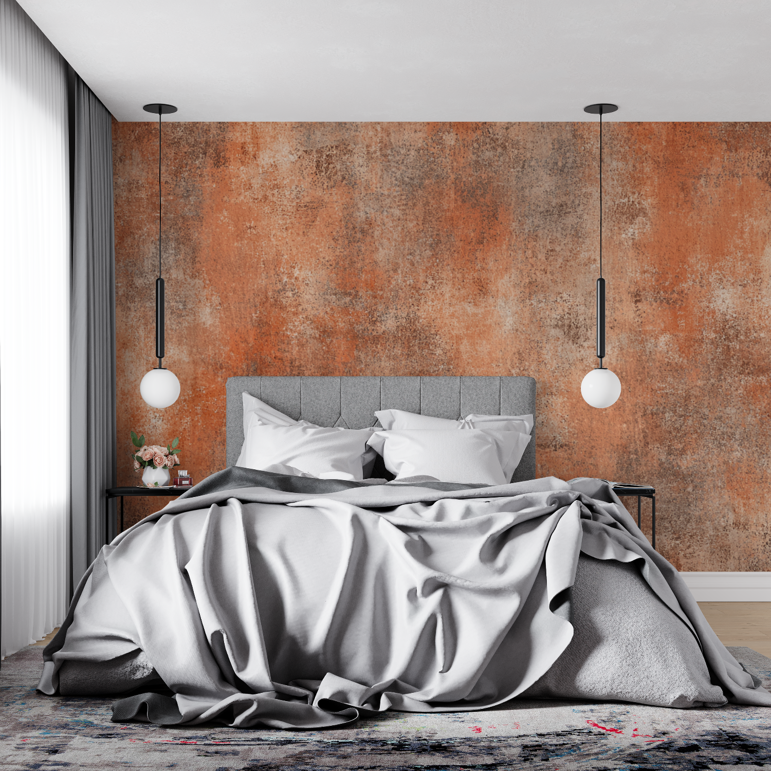 Terracotta Linen Textured Wallpaper | Murals Wallpaper