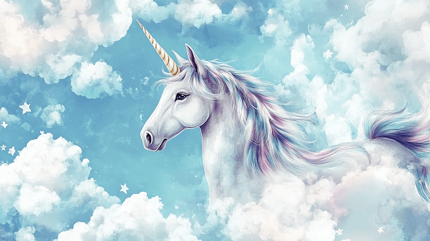 Blue Sky Unicorn Wallpaper | Murals Wallpaper