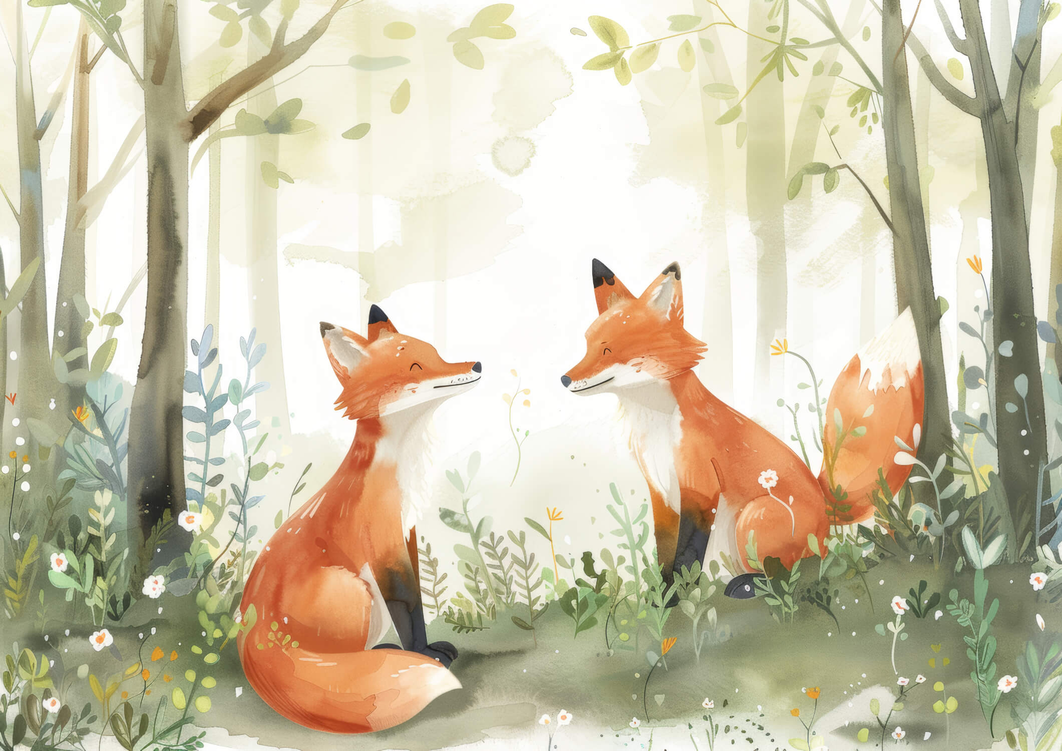 Forest Green Fox Wallpaper | Murals Wallpaper