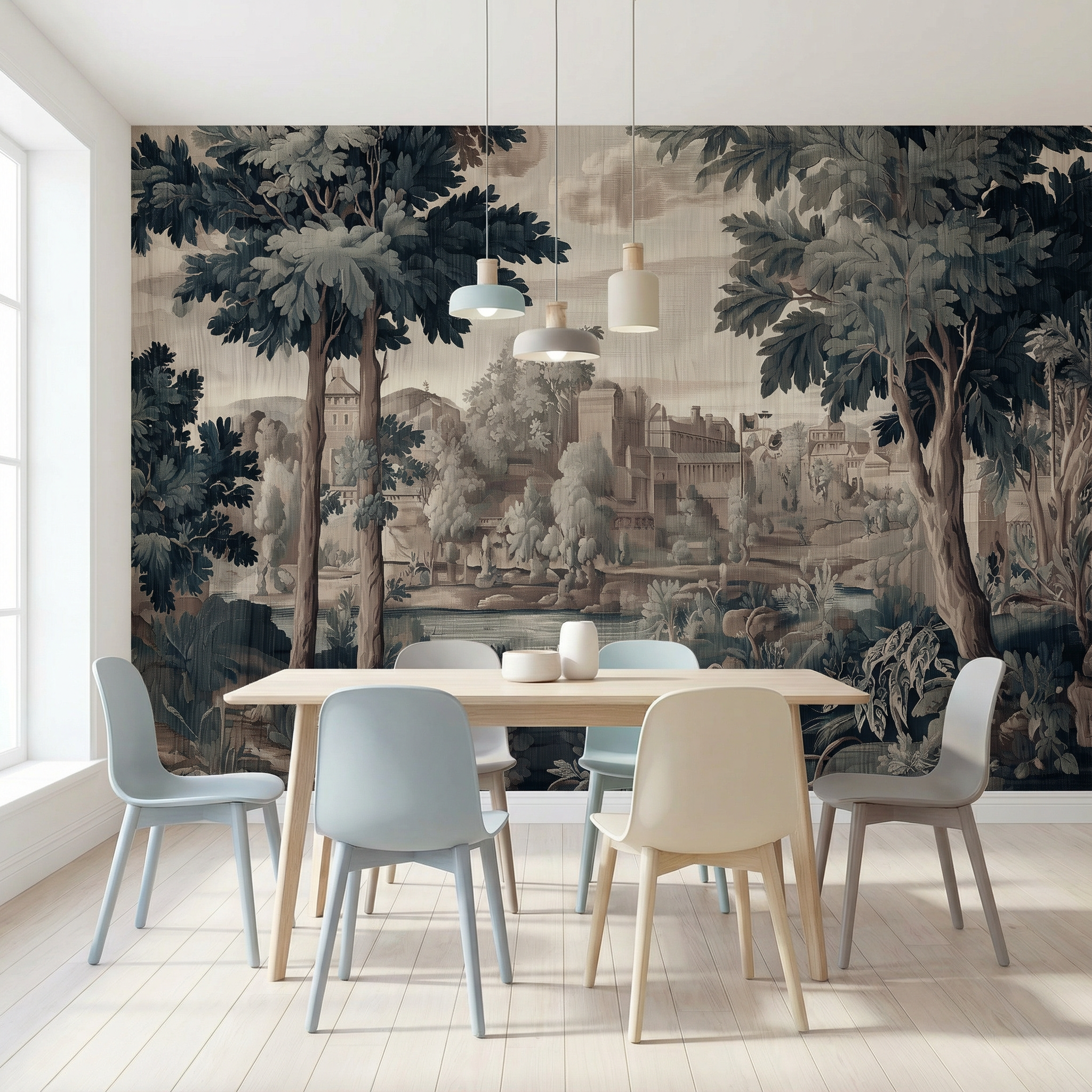 Antique Tapestry Landscape Mural Wallpaper