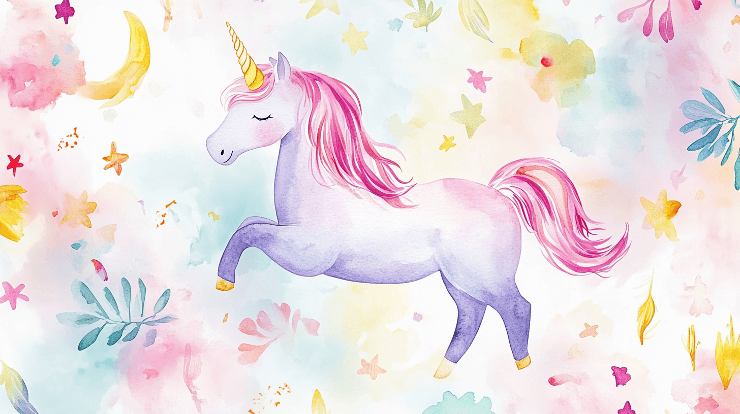Fairy White Unicorn Wallpaper | Murals Wallpaper
