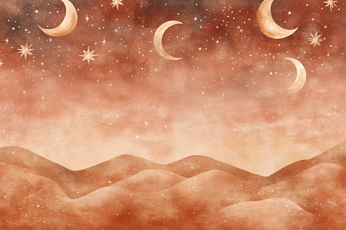 Terracotta Wallpaper with Moons and Stars | Murals Wallpaper