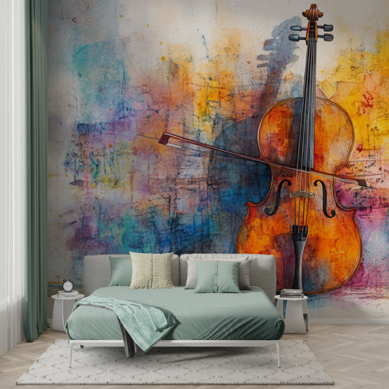Colored Violin Wallpaper | Murals Wallpaper