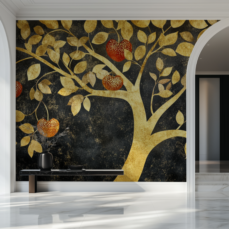 Goldener Obstbaum-Tapete | Murals Wallpaper