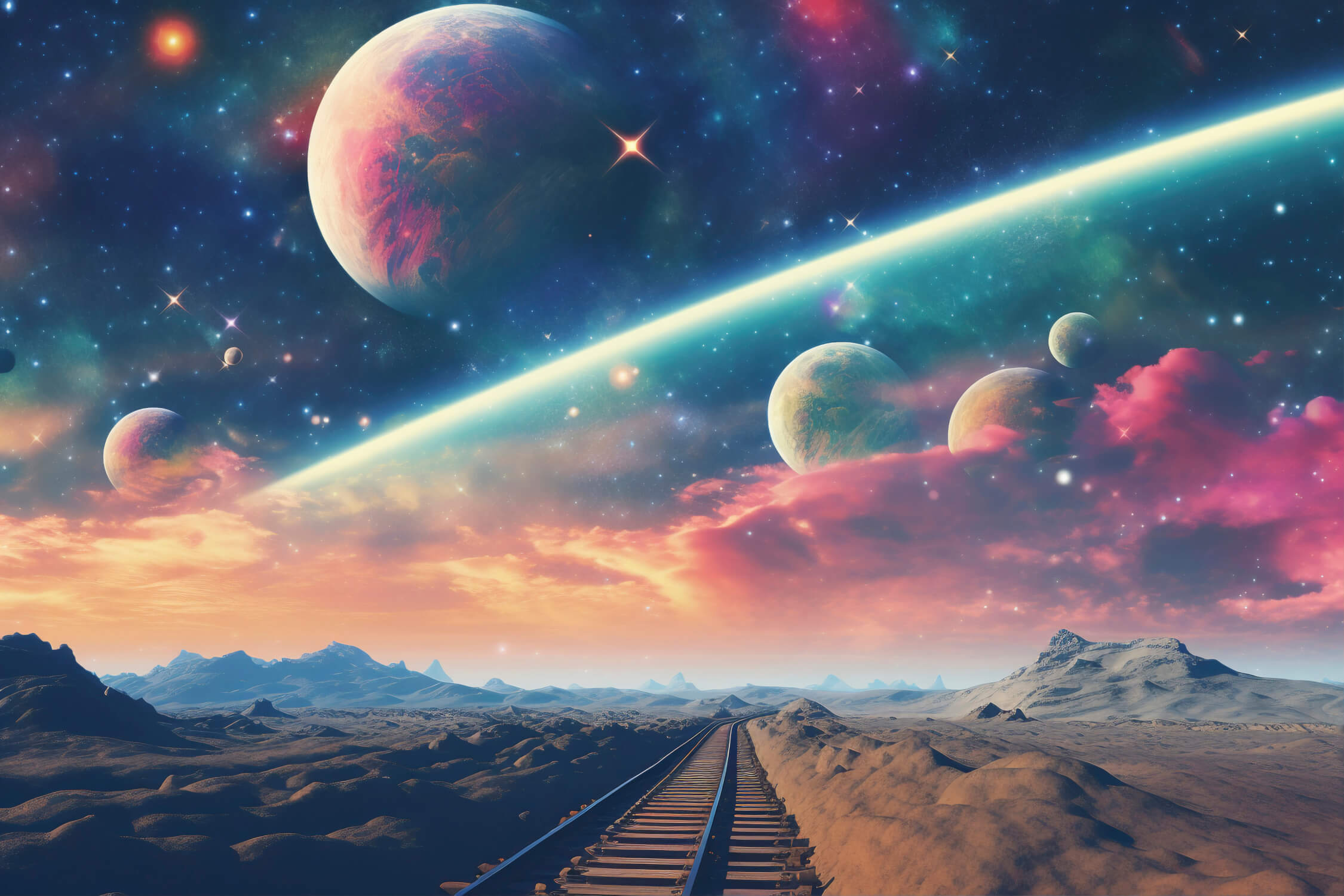 Nebula and Planets Wallpaper | Murals Wallpaper