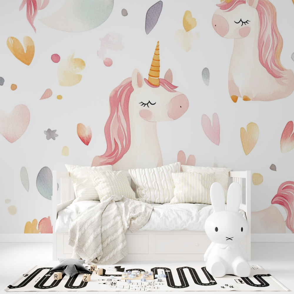 Trendy Cute Baby Unicorn Wallpaper | Murals Wallpaper