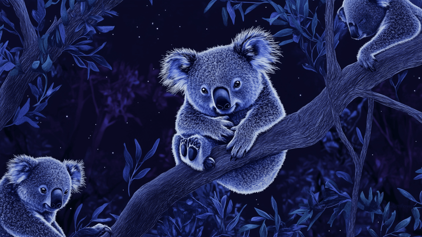 Koala Wallpaper and Night Magic | Murals Wallpaper