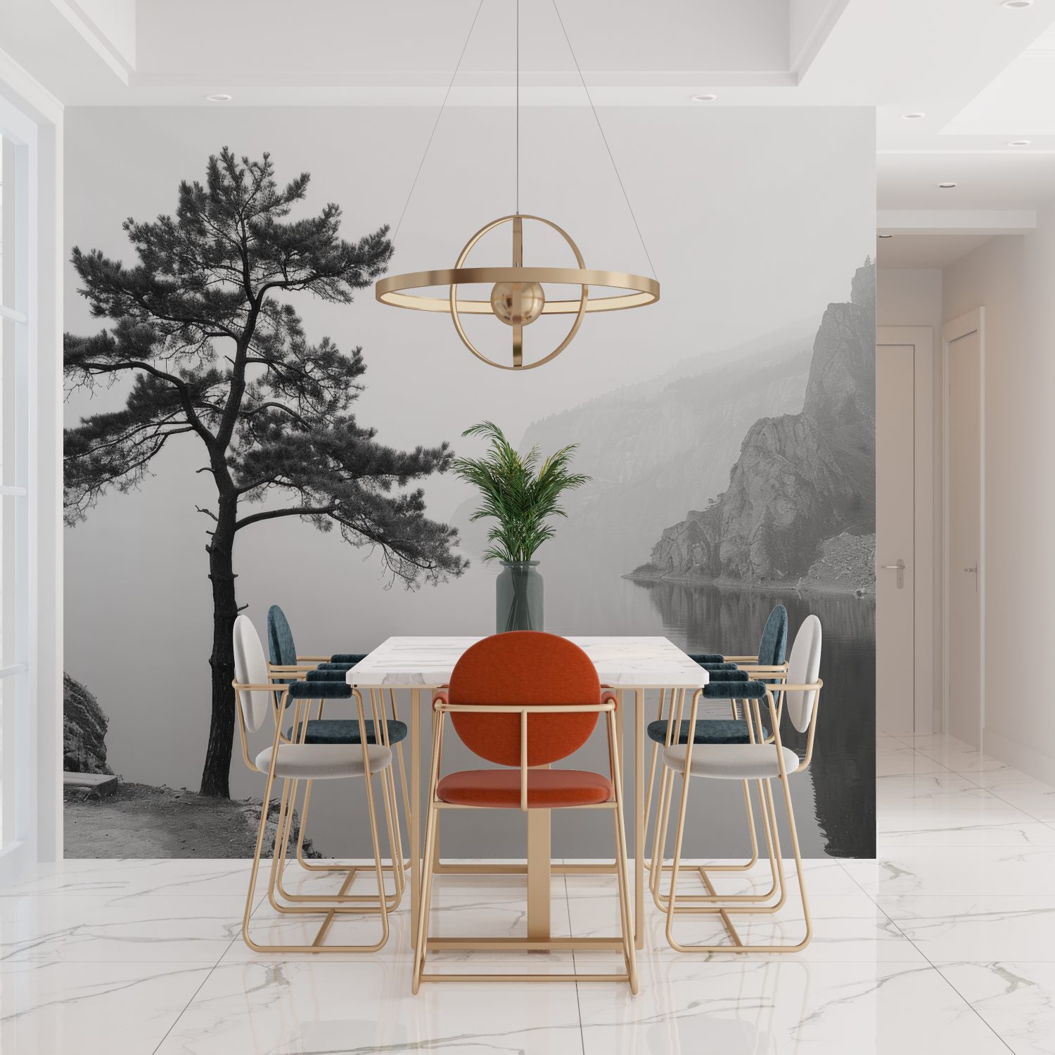 Gray and White Photomural Wallpaper | Murals Wallpaper