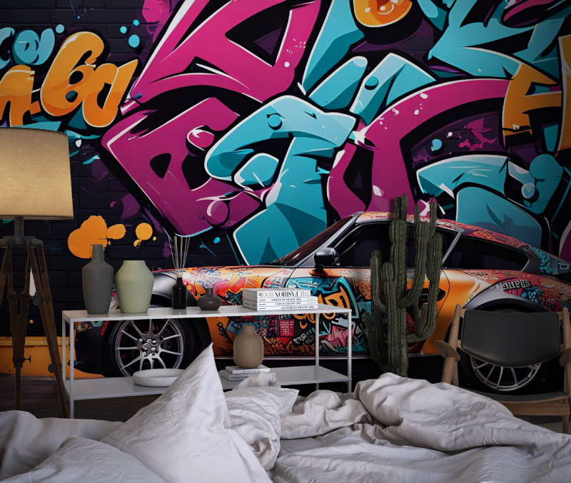 Luxus Auto Graffiti Tapete | Wandbilder Tapete