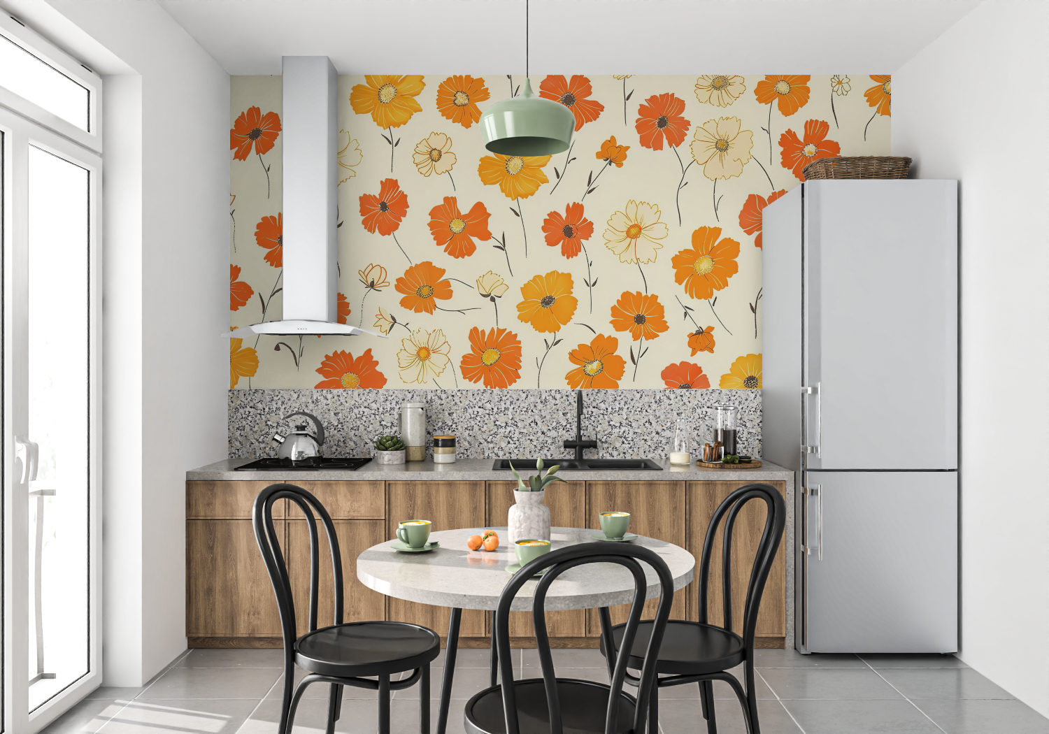 Vintage Orange and White Wallpaper | Murals Wallpaper