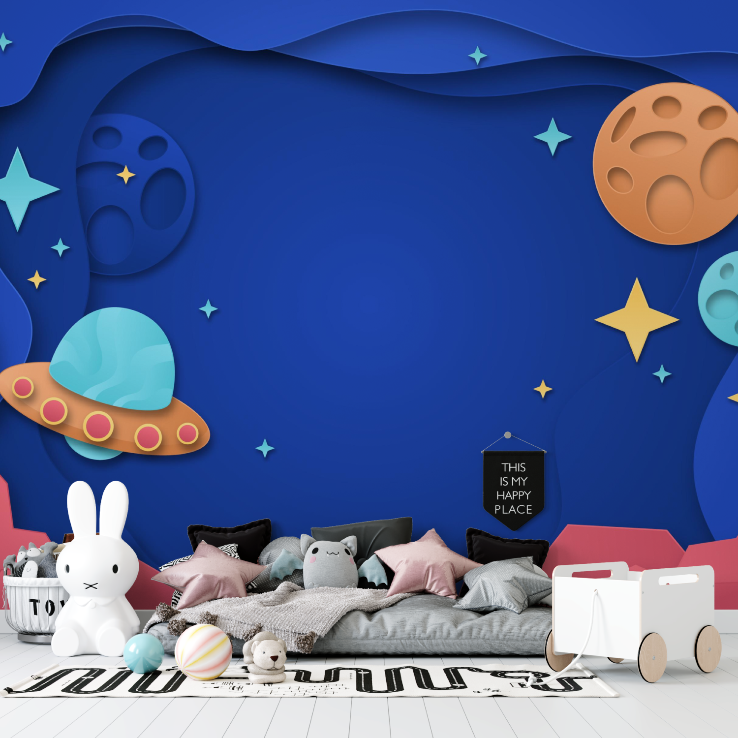 Space Theme Boys' Room Wallpaper | Murals Wallpaper